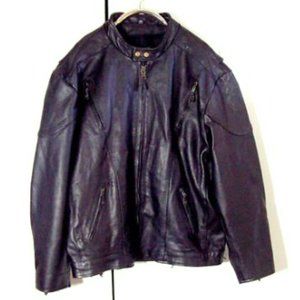 Vtg No Brand Heavy Black Cafe Racer Moto Lace Torso Leather Jacket Sz 64 /3XL